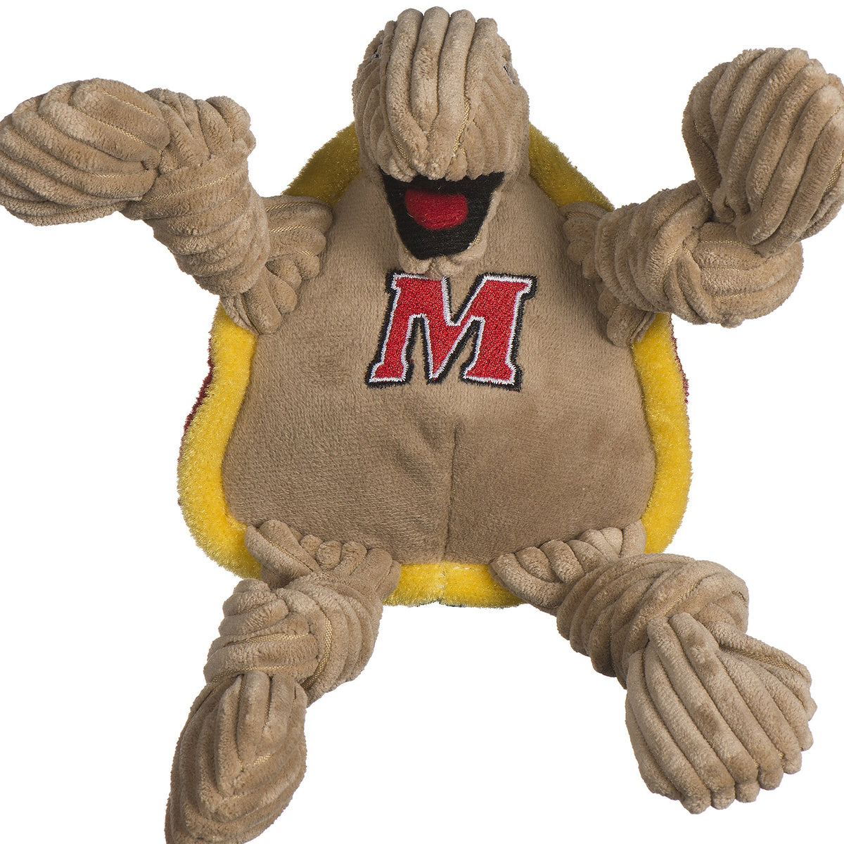 Ncaa University of Maryland Testudo the Terrapin Knottie Plush Dog Toy, detail view