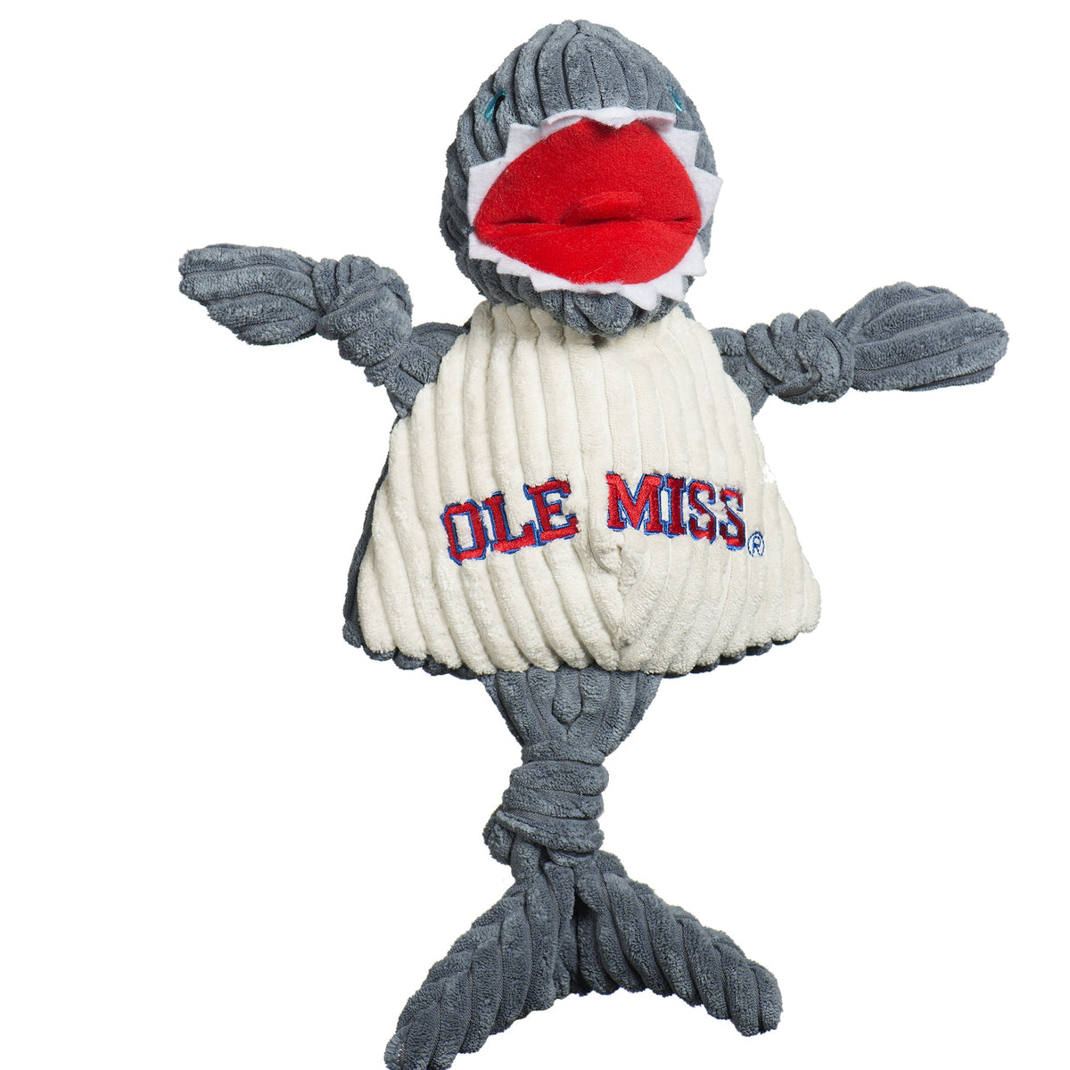 Ncaa Ole Miss U of Mississippi Tony Land Shark Knottie Plush Dog Toy