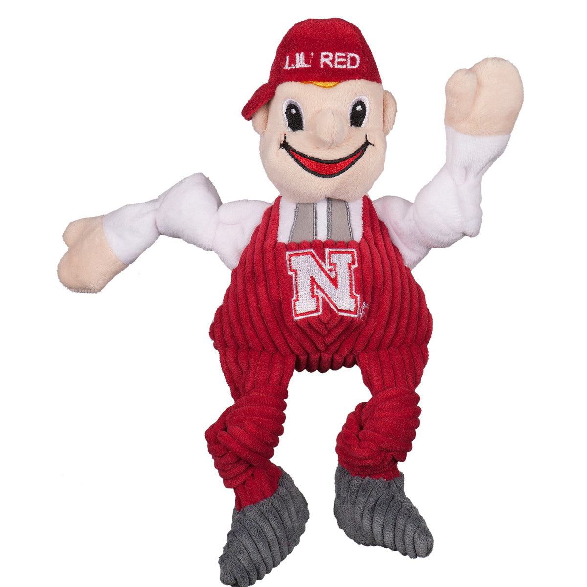 Ncaa University of Nebraska Lil Red Knottie Plush Dog Toy, detail view