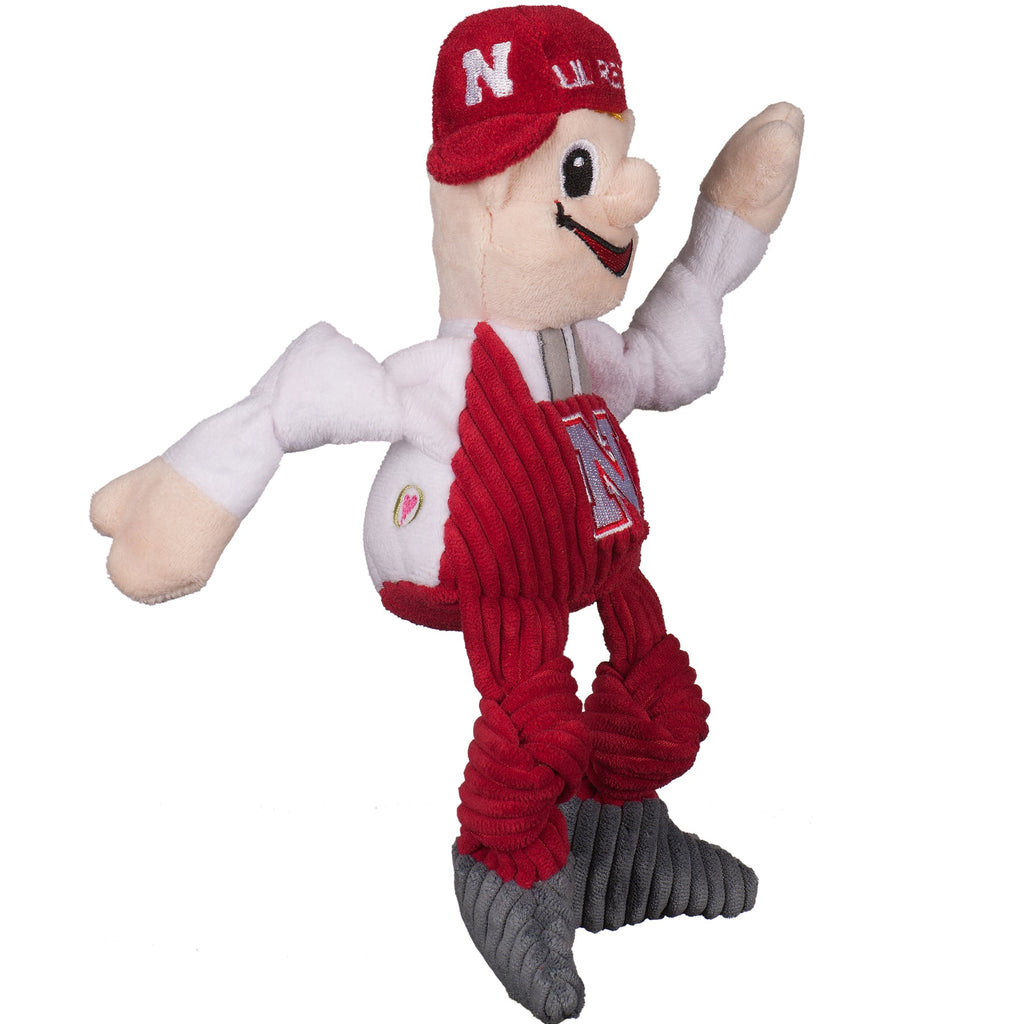 Ncaa University of Nebraska Lil Red Knottie Plush Dog Toy, side view