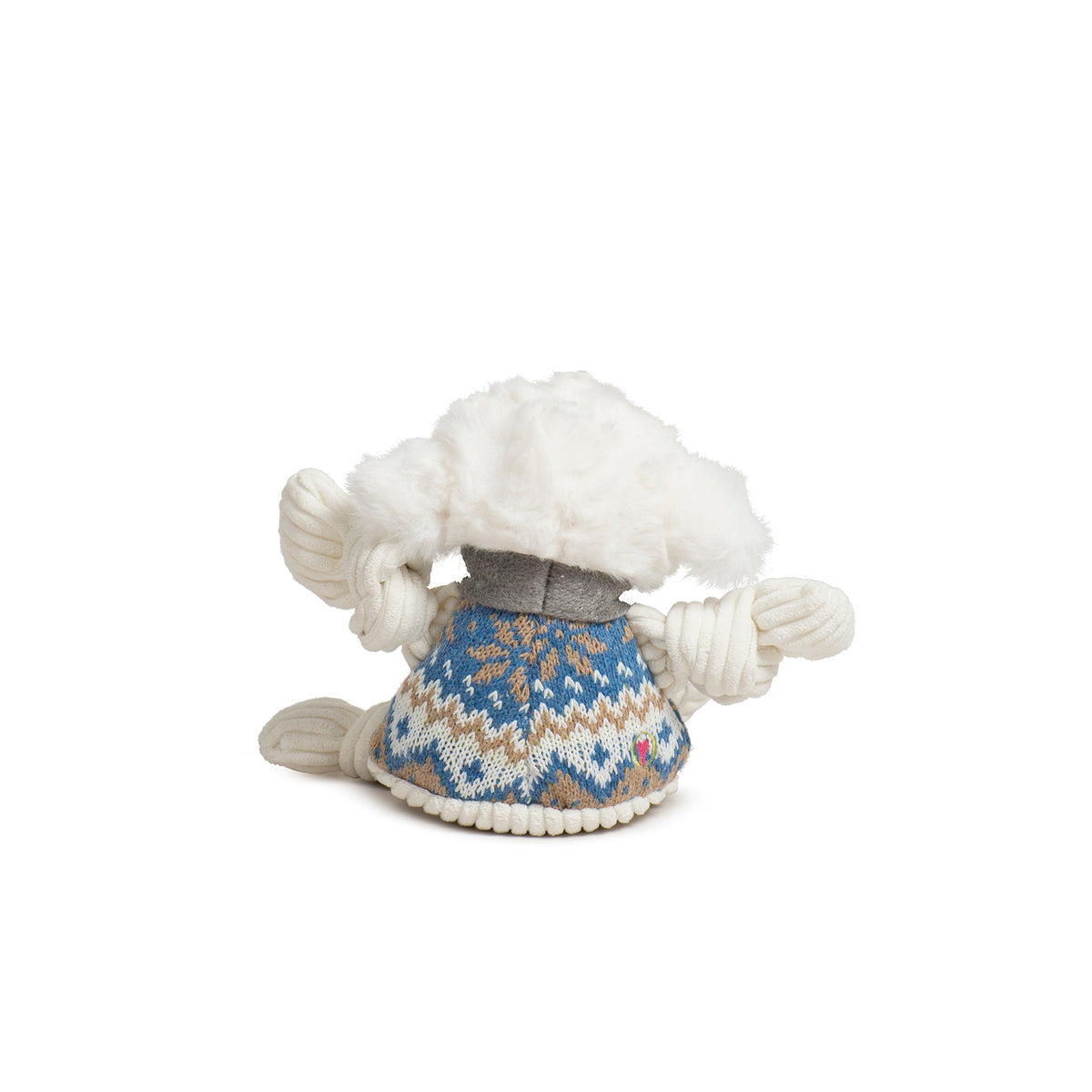 Leo Lamb Plush Dog Toy Knottie, detail view