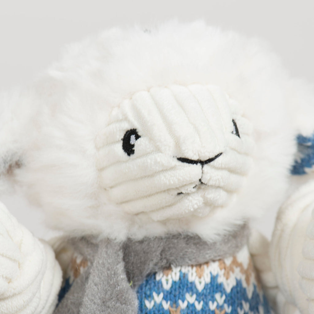 Leo Lamb Plush Dog Toy Knottie, side view