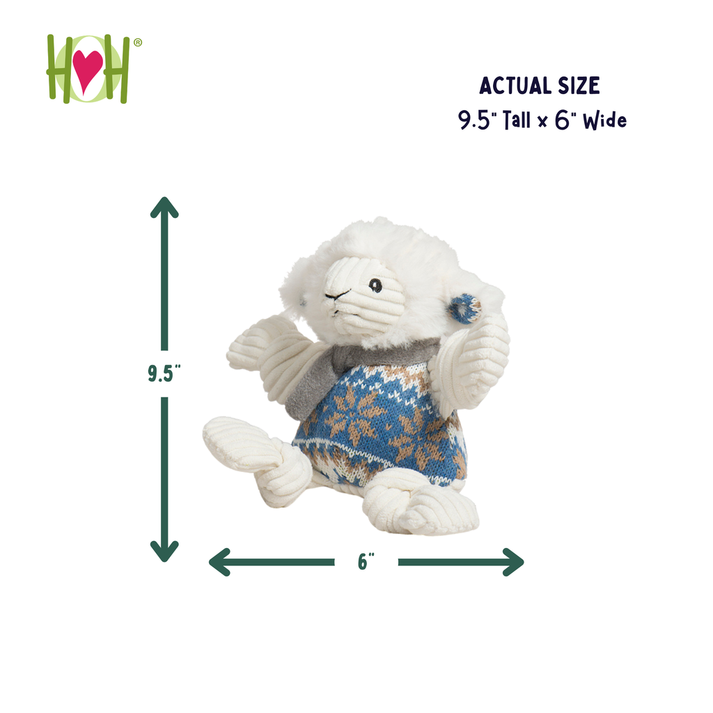 Leo Lamb Plush Dog Toy Knottie, packaging