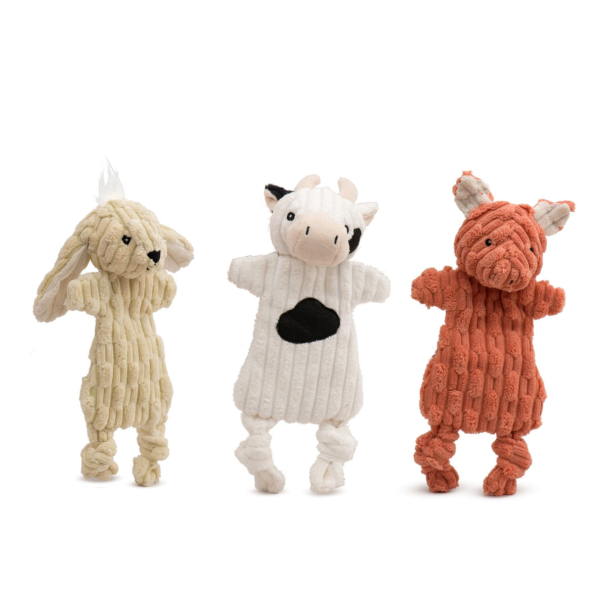 Barnyard HuggleFlatties Assorted Durable Plush Dog Toys 3pk