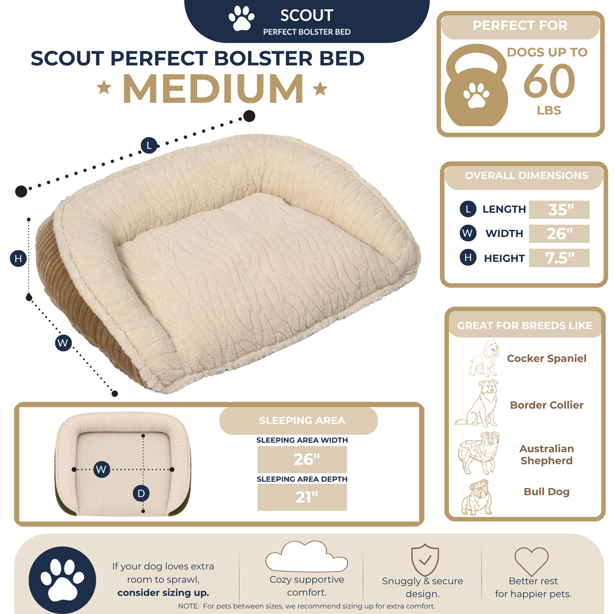 Scout Perfect Bolster Dog Bed, close-up