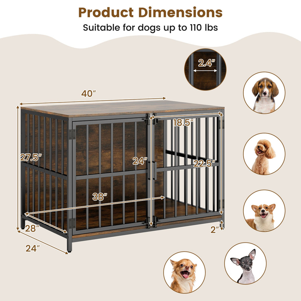 40 Inch Dog Crate Furniture Kennel with Double Doors – photo 9 of 16