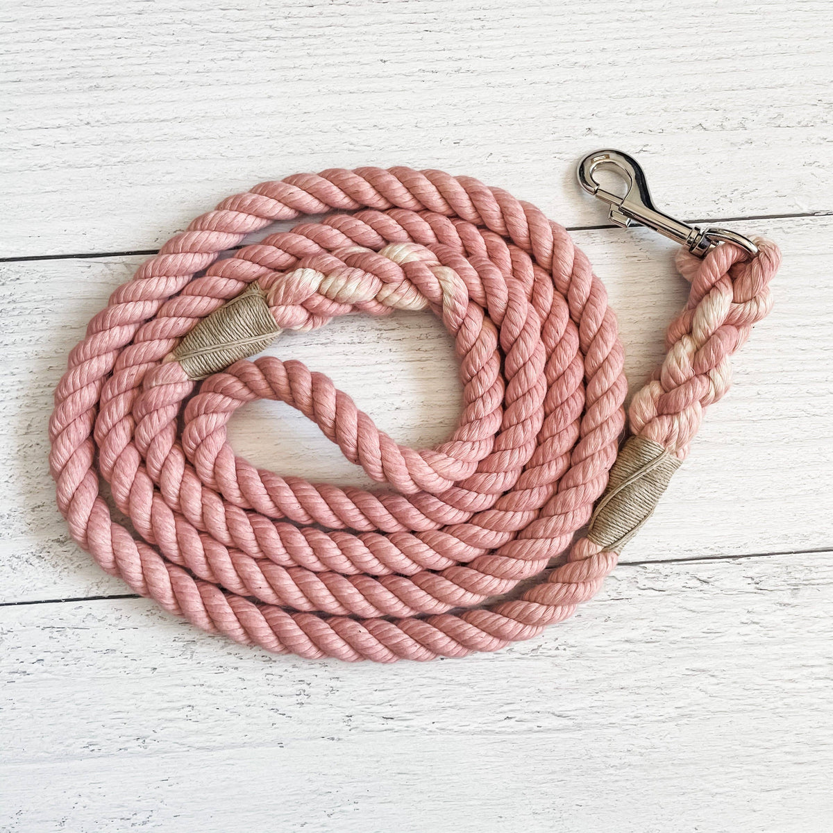 Powder Pink Dog Leash – 5 Feet, Solid, 3/8 Inch – alternate view 2