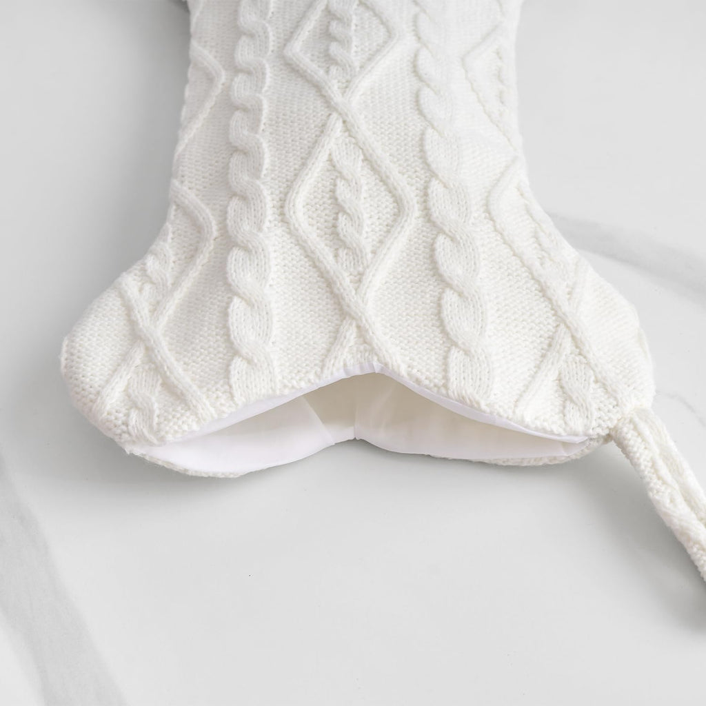 Mayler Yee Dog Christmas Stocking White Knit Bone Shape, 16.7 × 9.6 in – photo 5 of 7