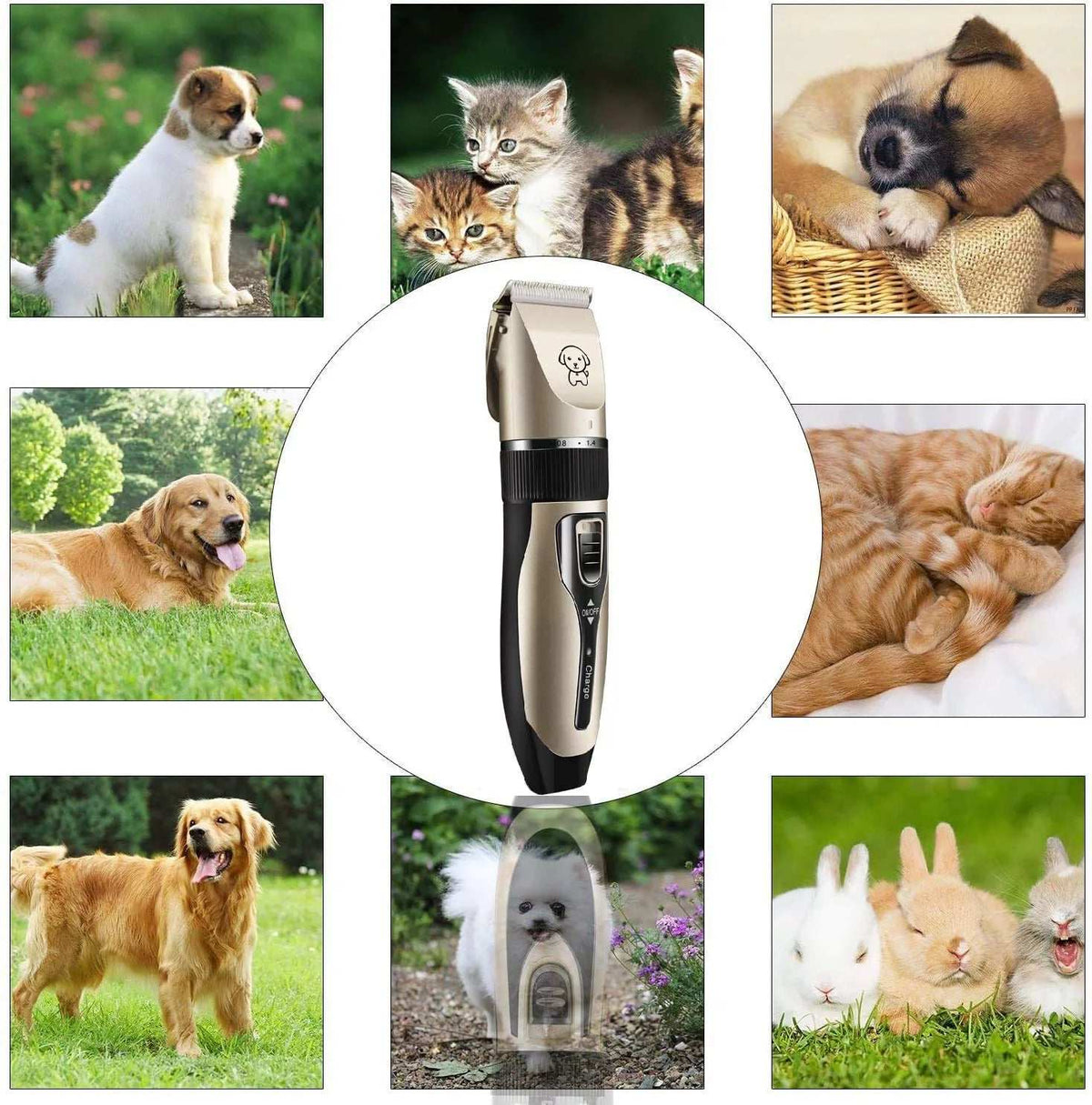Rechargeable Dog Clippers Low Noise Pet Shaver Dog Grooming Kit Cordle, close-up