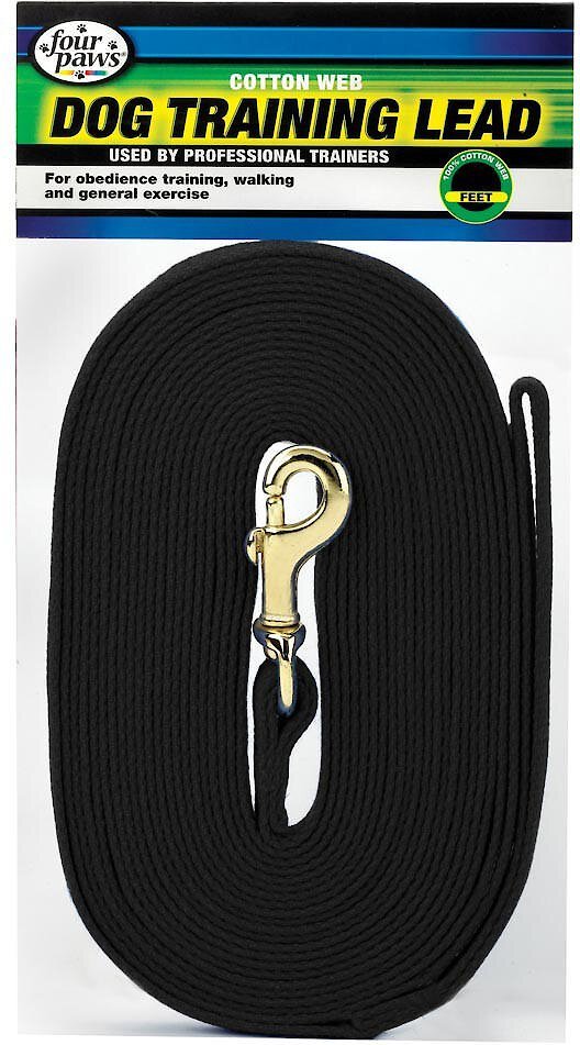 Four Paws Cotton Web Dog Training Lead - Black – front view
