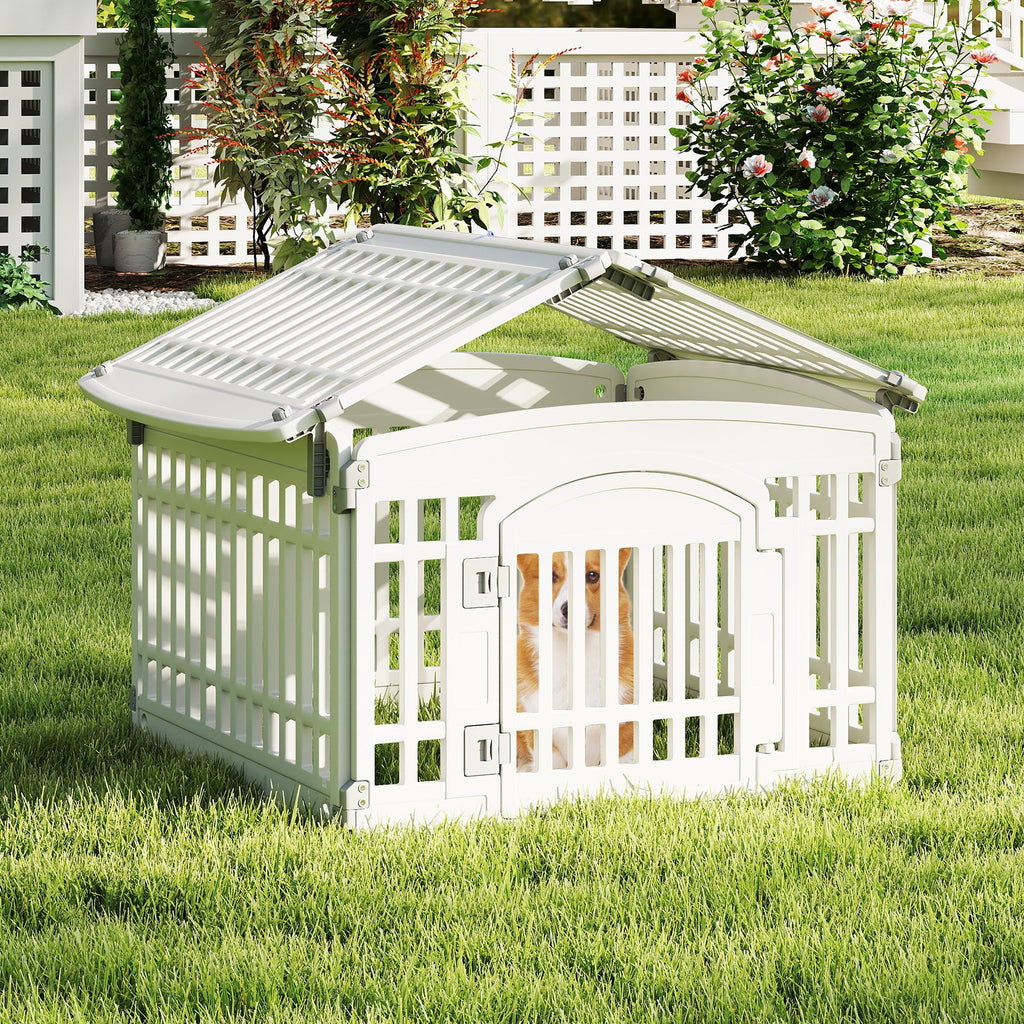 6-Panel Plastic Dog Playpen 24 Inch White – photo 1 of 8