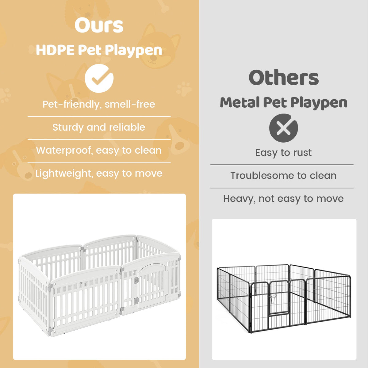 6-Panel Plastic Dog Playpen 24 Inch White – photo 8 of 8