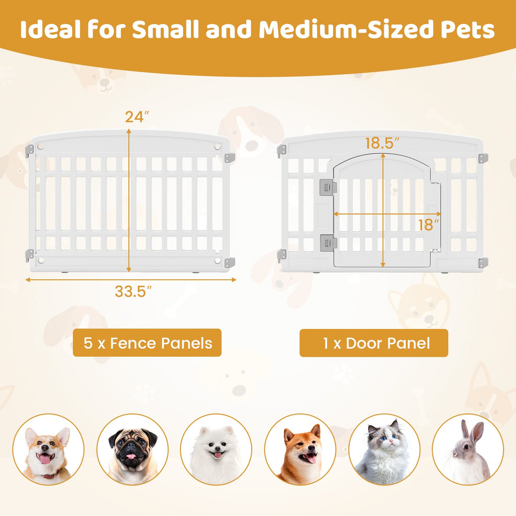 6-Panel Plastic Dog Playpen 24 Inch White – photo 5 of 8
