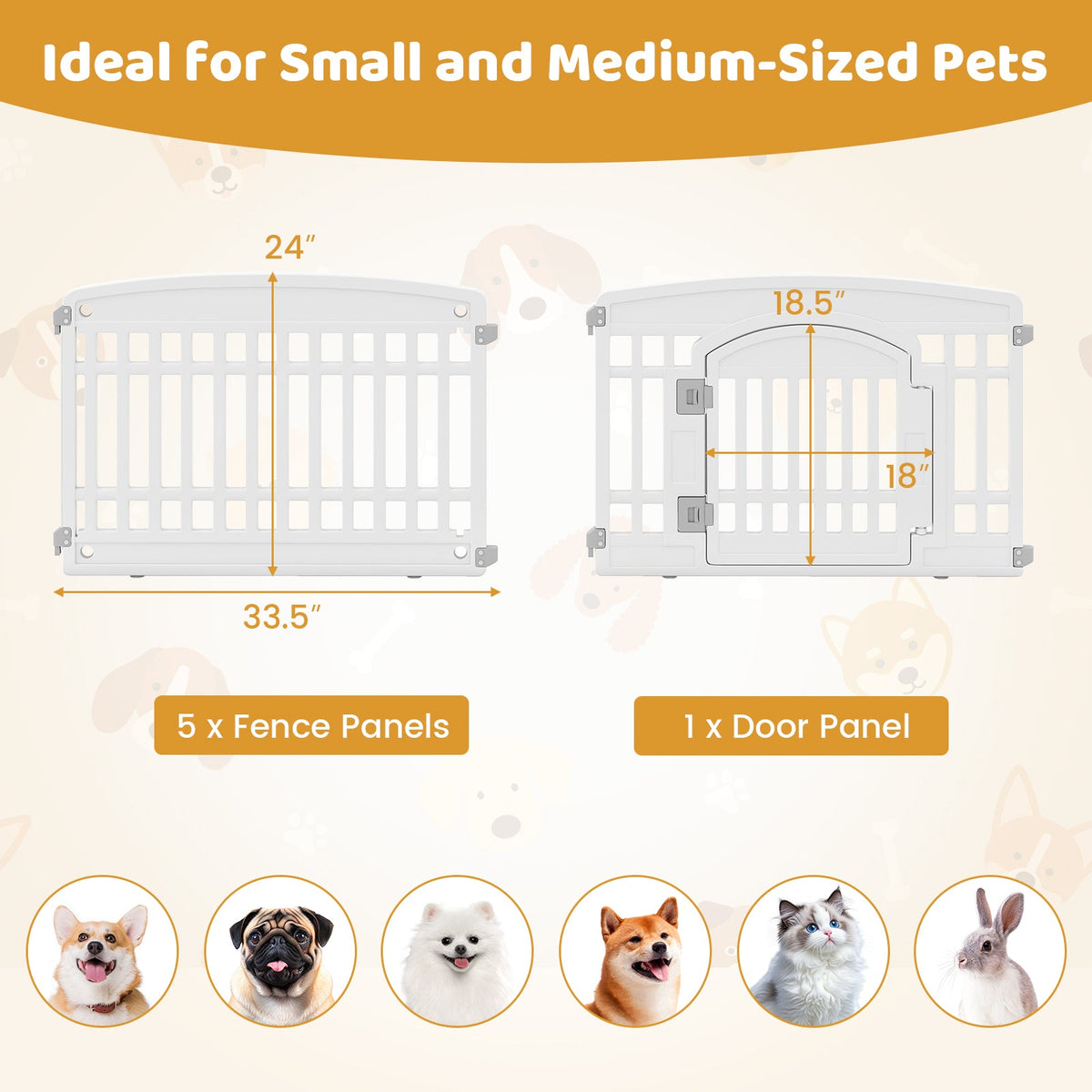 6-Panel Plastic Dog Playpen 24 Inch White – photo 5 of 8