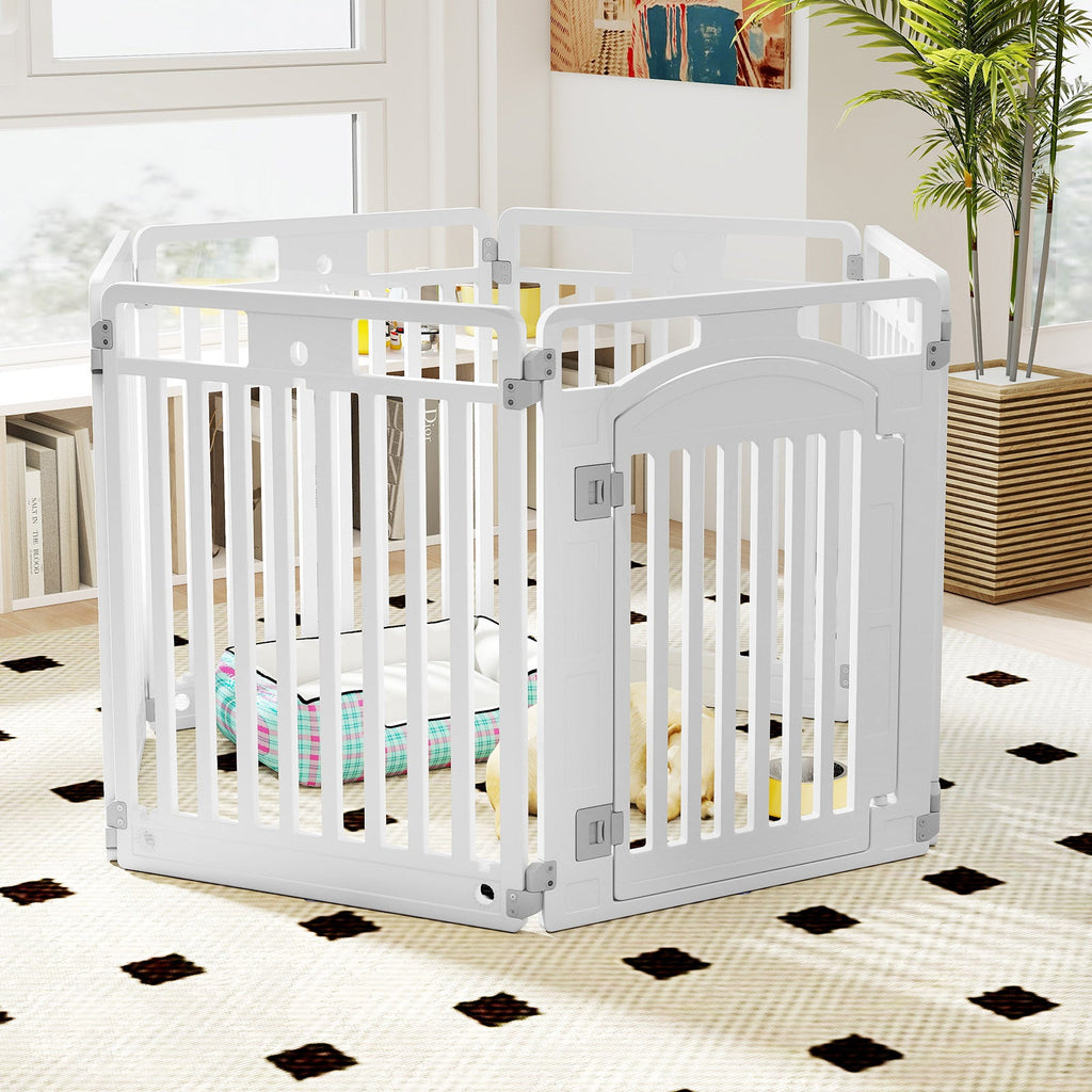 6-Panel Tall Dog Playpen Foldable White – photo 2 of 8