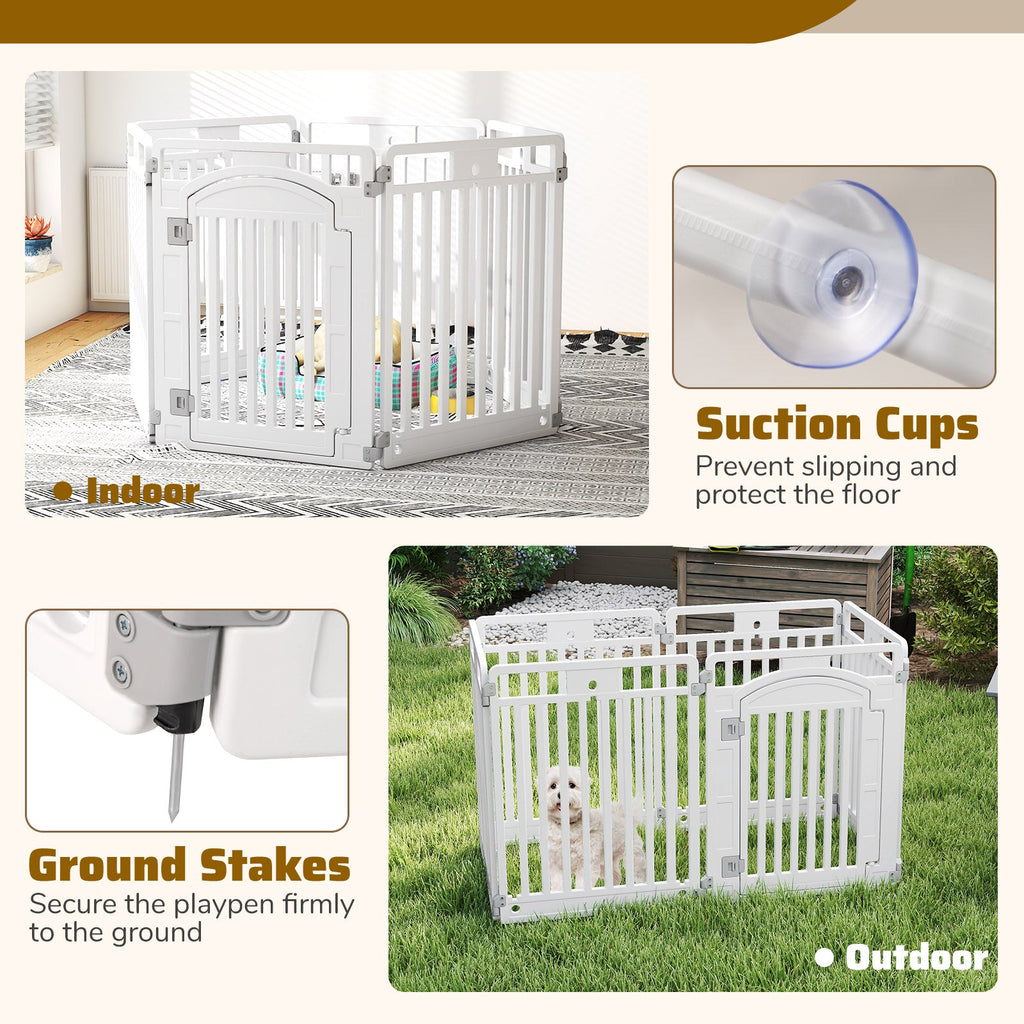 6-Panel Tall Dog Playpen Foldable White – photo 6 of 8