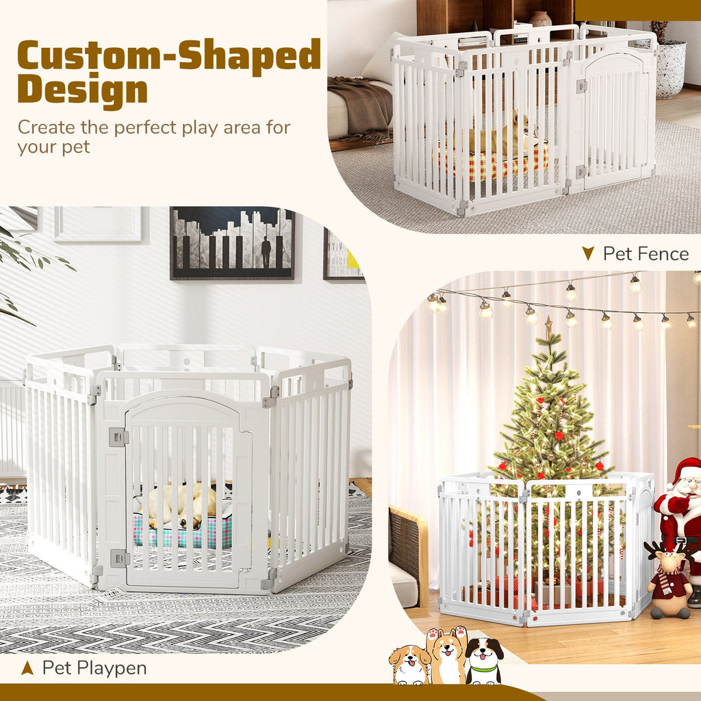 6-Panel Tall Dog Playpen Foldable White – photo 7 of 8