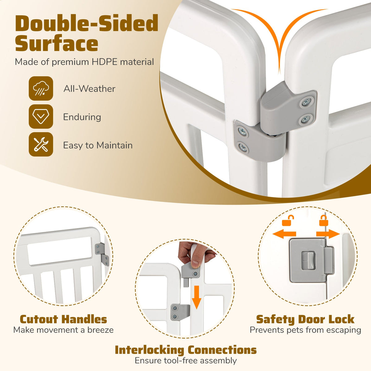 6-Panel Tall Dog Playpen Foldable White – photo 5 of 8