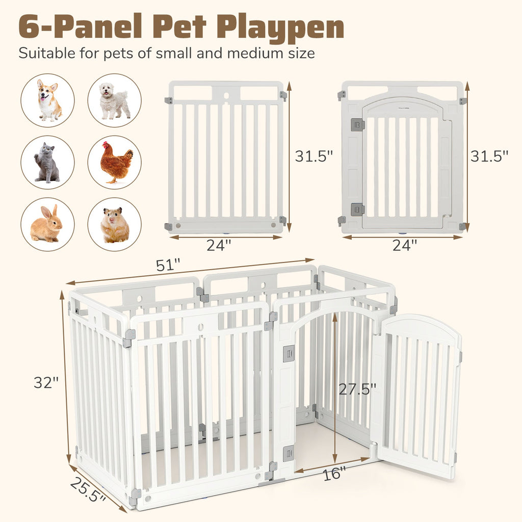 6-Panel Tall Dog Playpen Foldable White – photo 4 of 8
