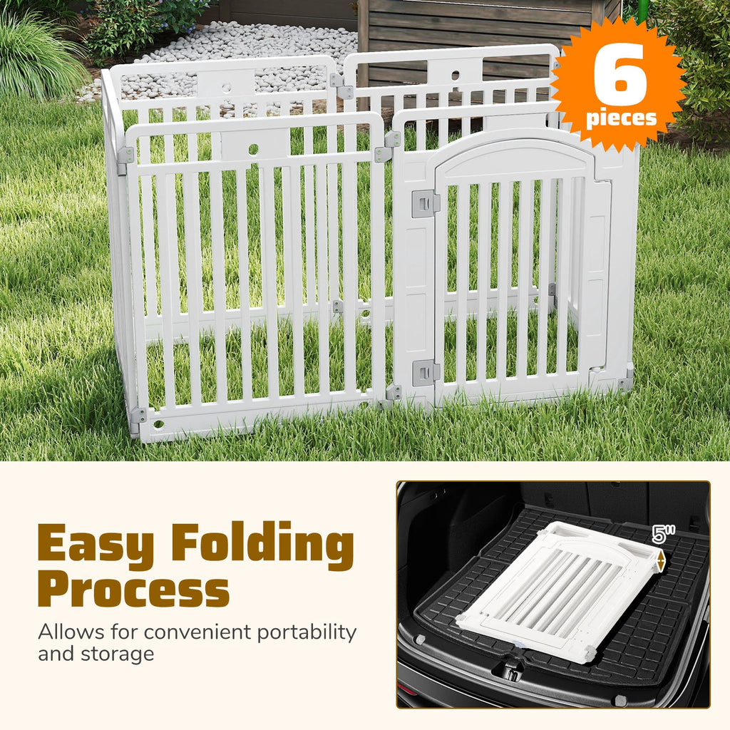 6-Panel Tall Dog Playpen Foldable White – photo 8 of 8