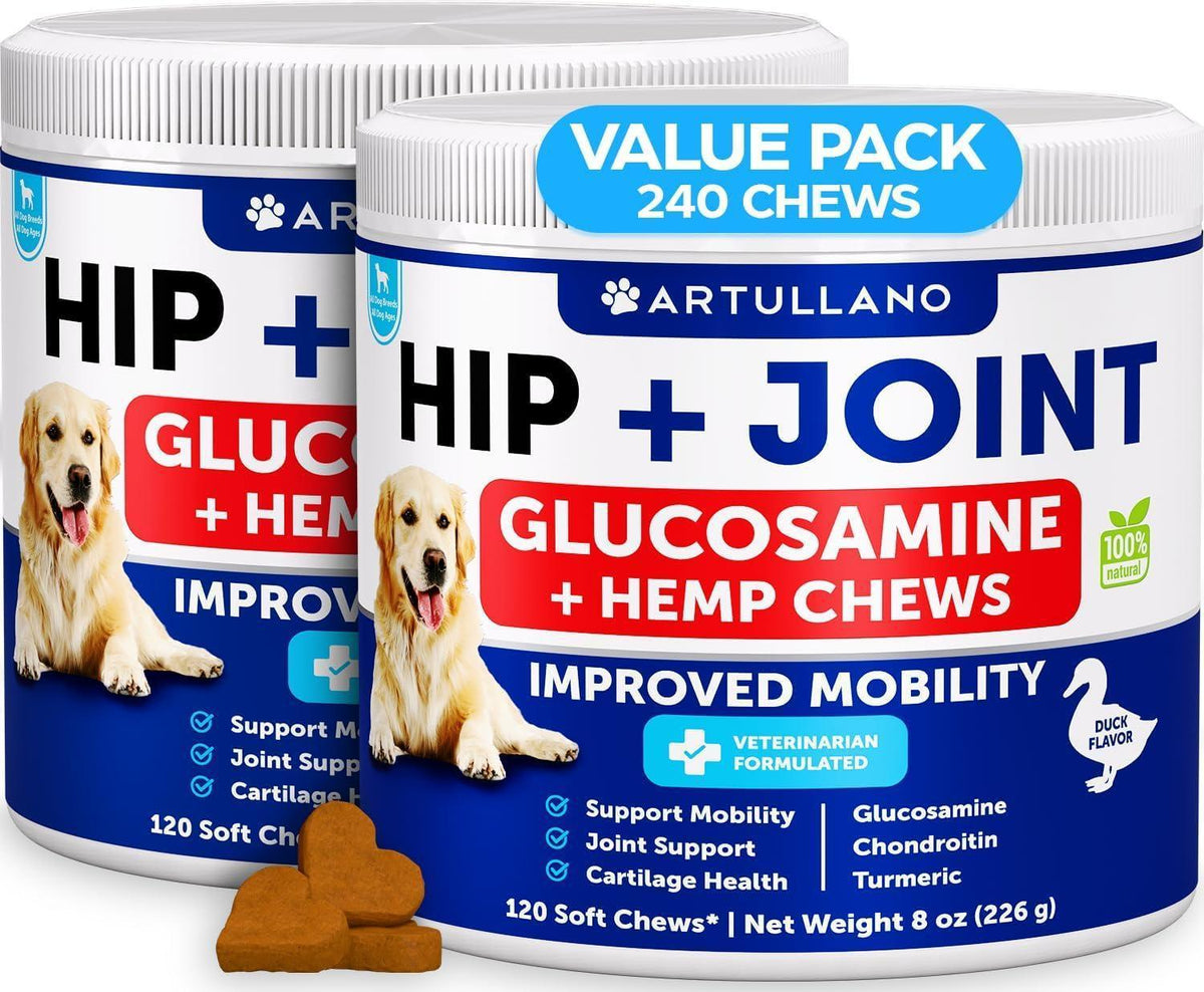 Hemp hip and joint soft chews for dogs 240 count two pack – photo 1 of 5