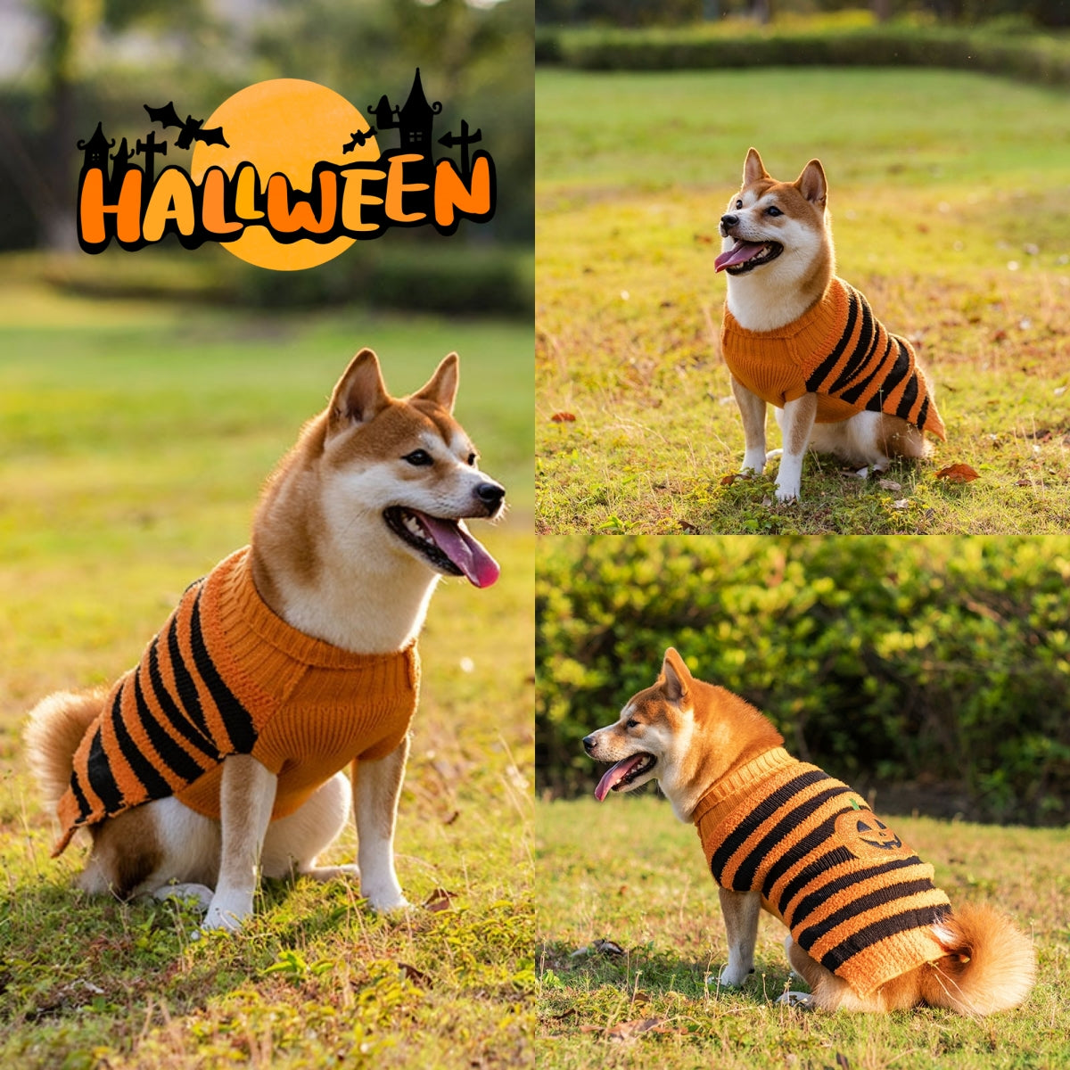 Halloween Dog Sweater – Warm Knit Costume Sweater – front view