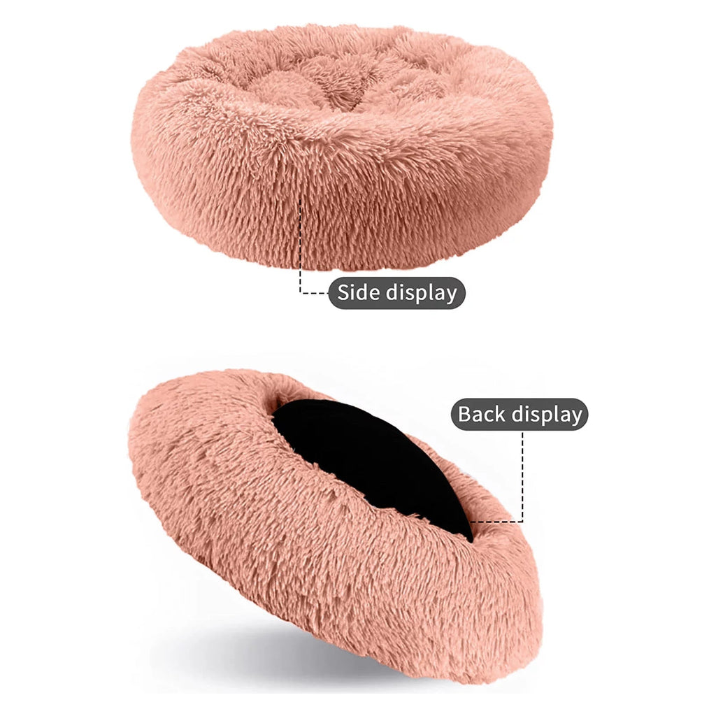 Round Calming Pet Bed, close-up