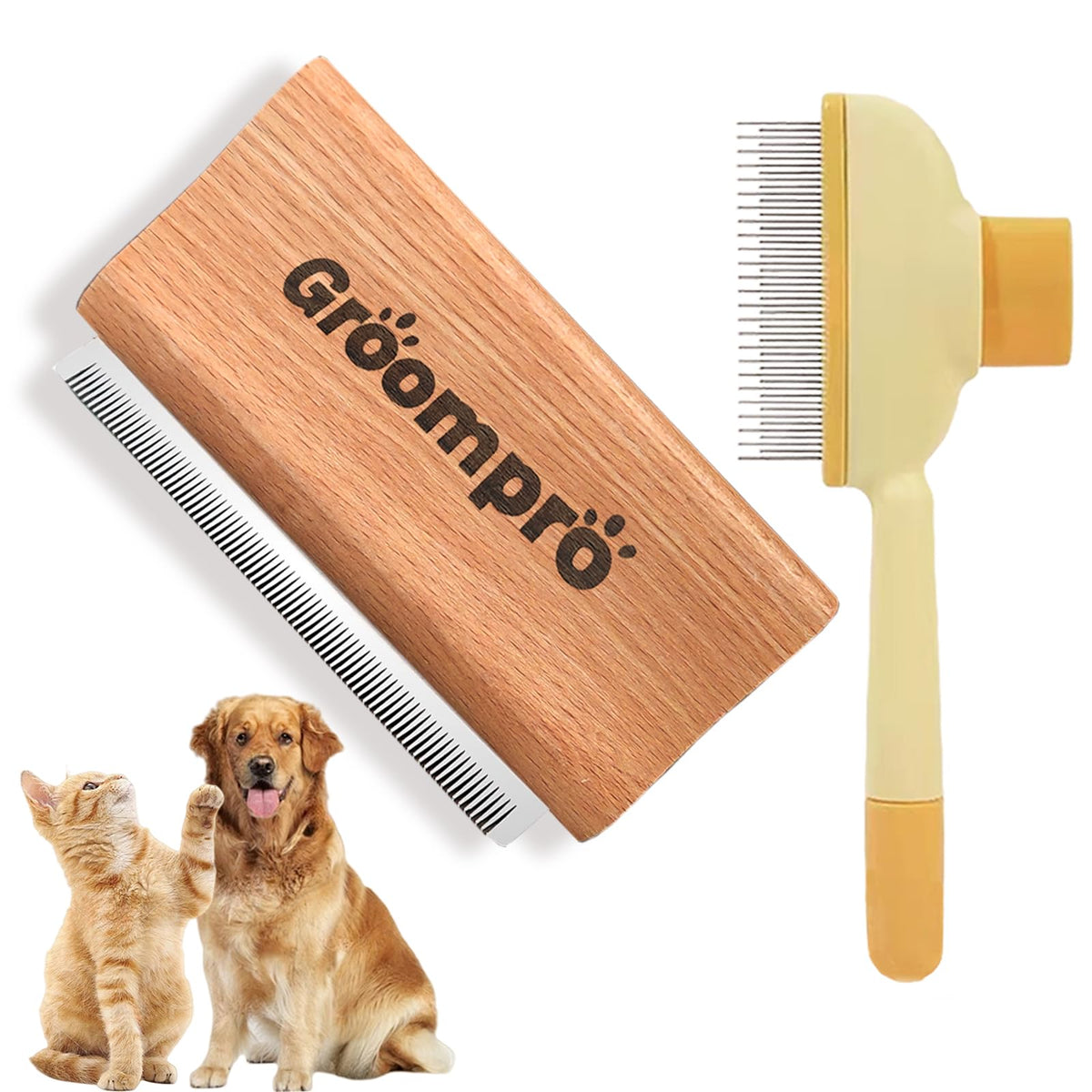 Groompro Deshedding Brush for Dogs Shedding Tool & Comb Set, Large (5.3 in) – photo 7 of 7