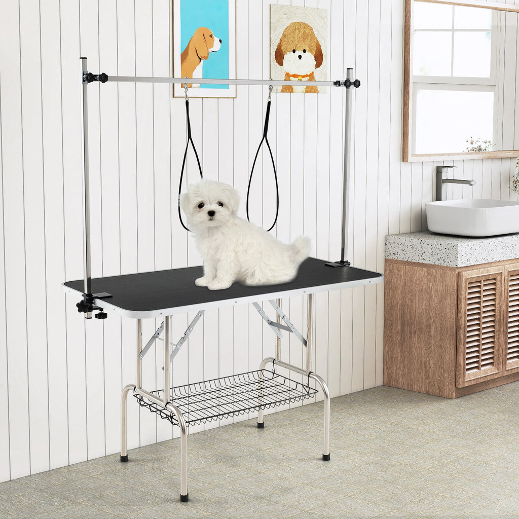 Foldable Dog Grooming Table with Adjustable Arms Black – photo 1 of 8