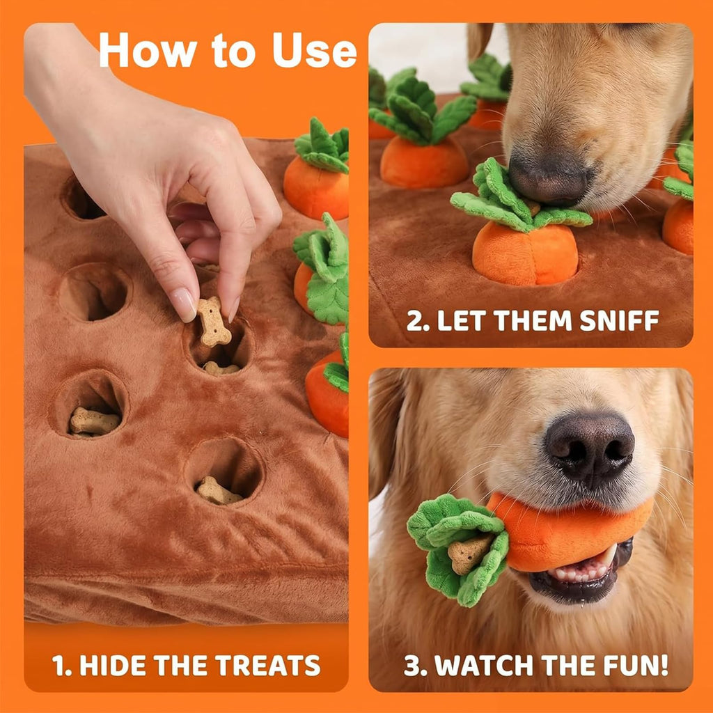 Carrot Garden Snuffle Mat Dog Toy – 12 Carrots, Plush Puzzle – alternate view 6