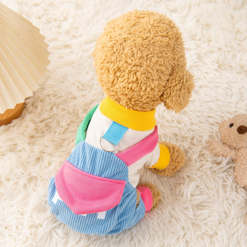 Color-Block Dog Jumpsuit with Suspenders Blue – photo 2 of 6