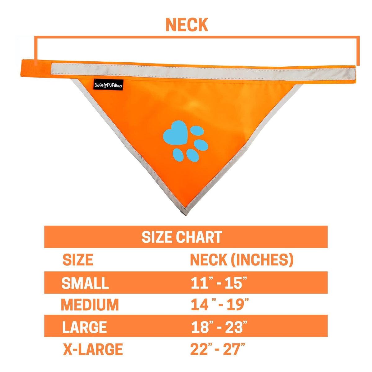 Reflective Dog Bandana Hi-Vis Blaze Orange Small – photo 2 of 6