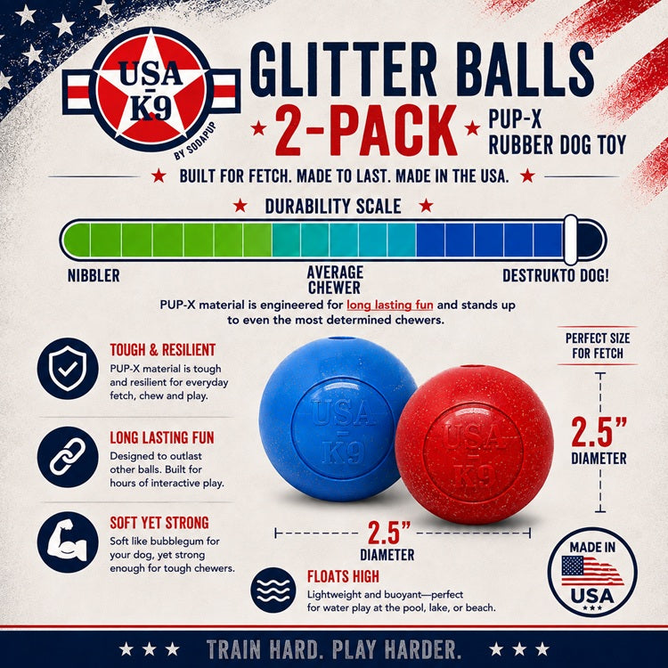 SodaPup Glitter Ball red and blue large soft rubber dog toy 2-pack – photo 5 of 11