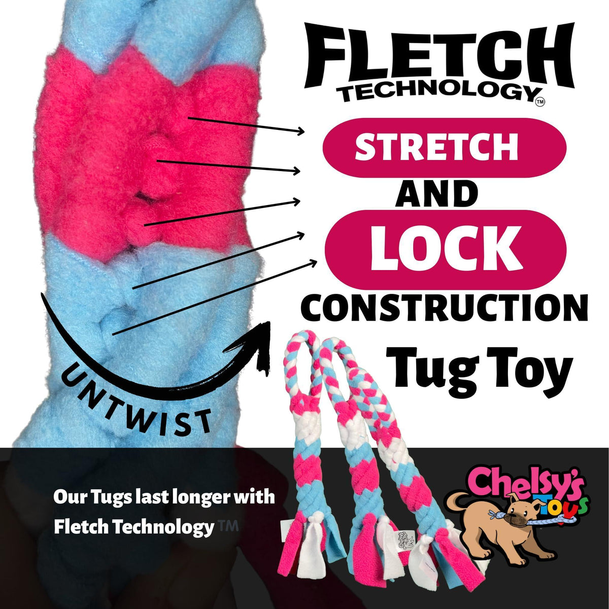 Interactive Fleece Tug Toy for Dogs Lavender – photo 4 of 9