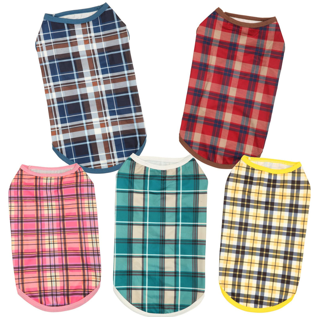 Classic Plaid Dog T-Shirt Soft Vest-Style Shirt, 5-Pack, 3XL – photo 1 of 5