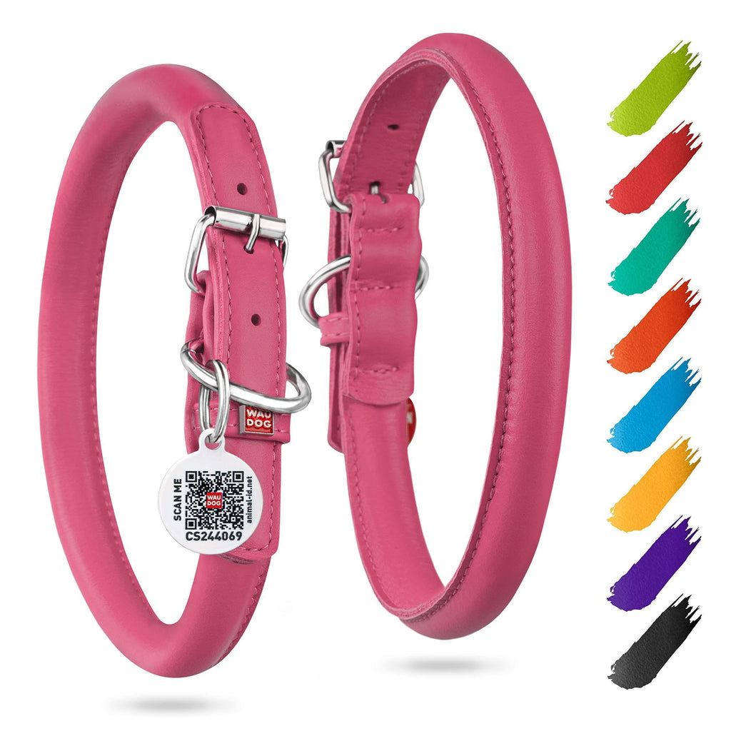 Rolled Leather Dog Collar Padded Pink 8 to 10 Inch Neck – photo 1 of 6