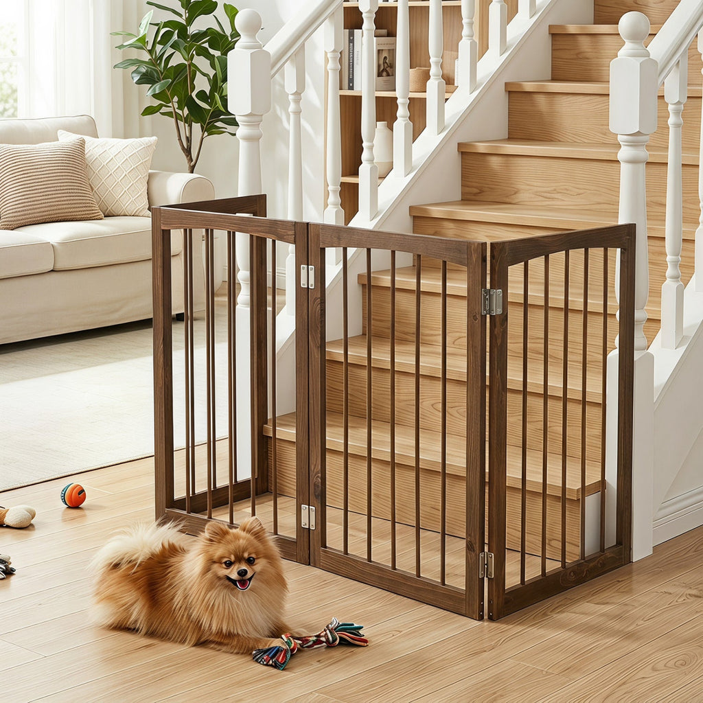 4-Panel Wooden Pet Gate 83 x 30 Freestanding – photo 2 of 16