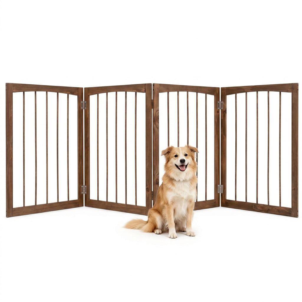 4-Panel Wooden Pet Gate 83 x 30 Freestanding – photo 3 of 16