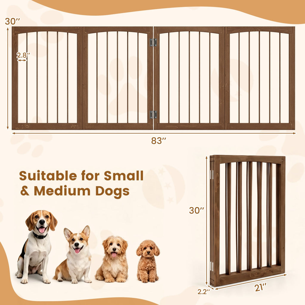 4-Panel Wooden Pet Gate 83 x 30 Freestanding – photo 5 of 16