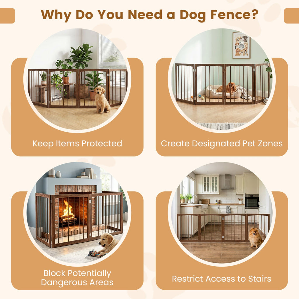 4-Panel Wooden Pet Gate 83 x 30 Freestanding – photo 8 of 16