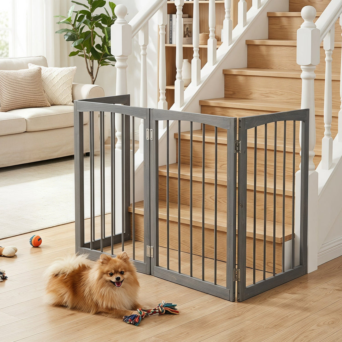 4-Panel Wooden Pet Gate 83 x 30 Freestanding – photo 10 of 16