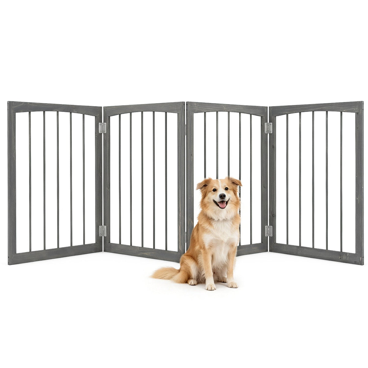 4-Panel Wooden Pet Gate 83 x 30 Freestanding – photo 11 of 16