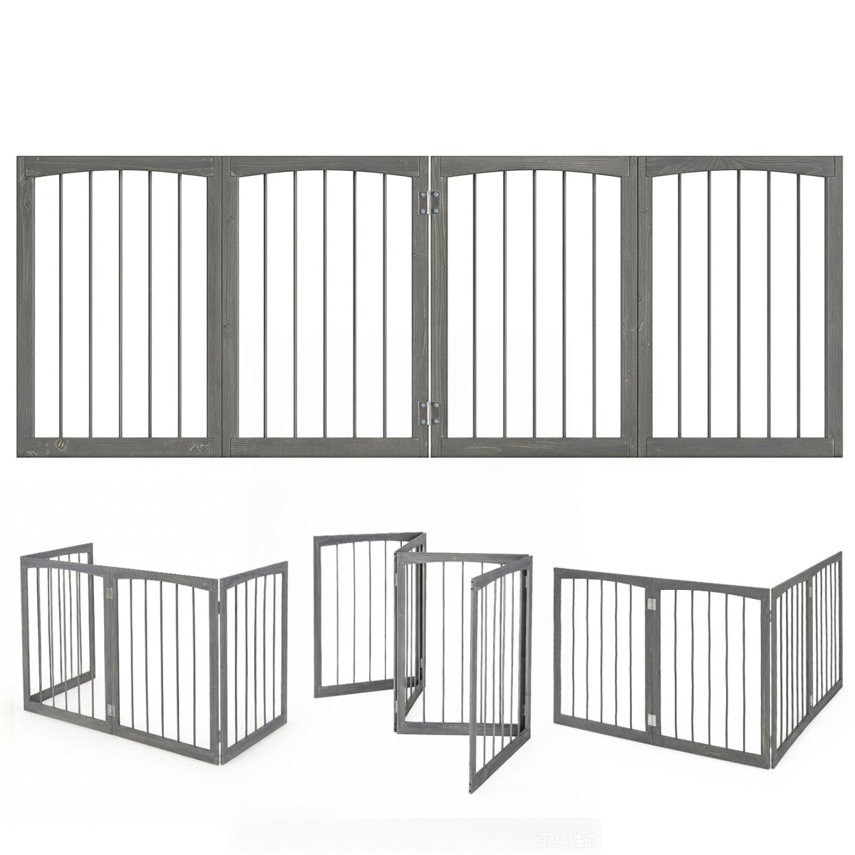 4-Panel Wooden Pet Gate 83 x 30 Freestanding – photo 12 of 16
