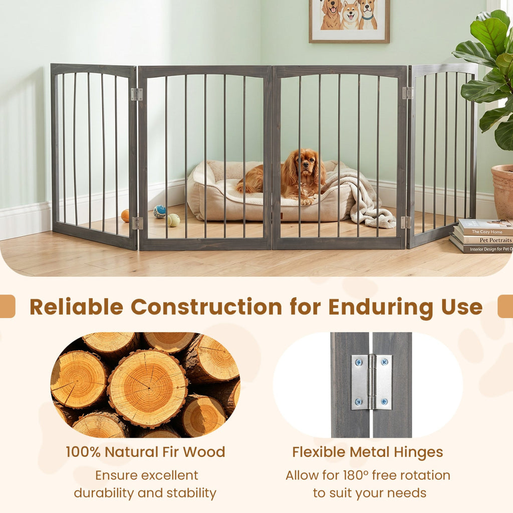 4-Panel Wooden Pet Gate 83 x 30 Freestanding – photo 14 of 16