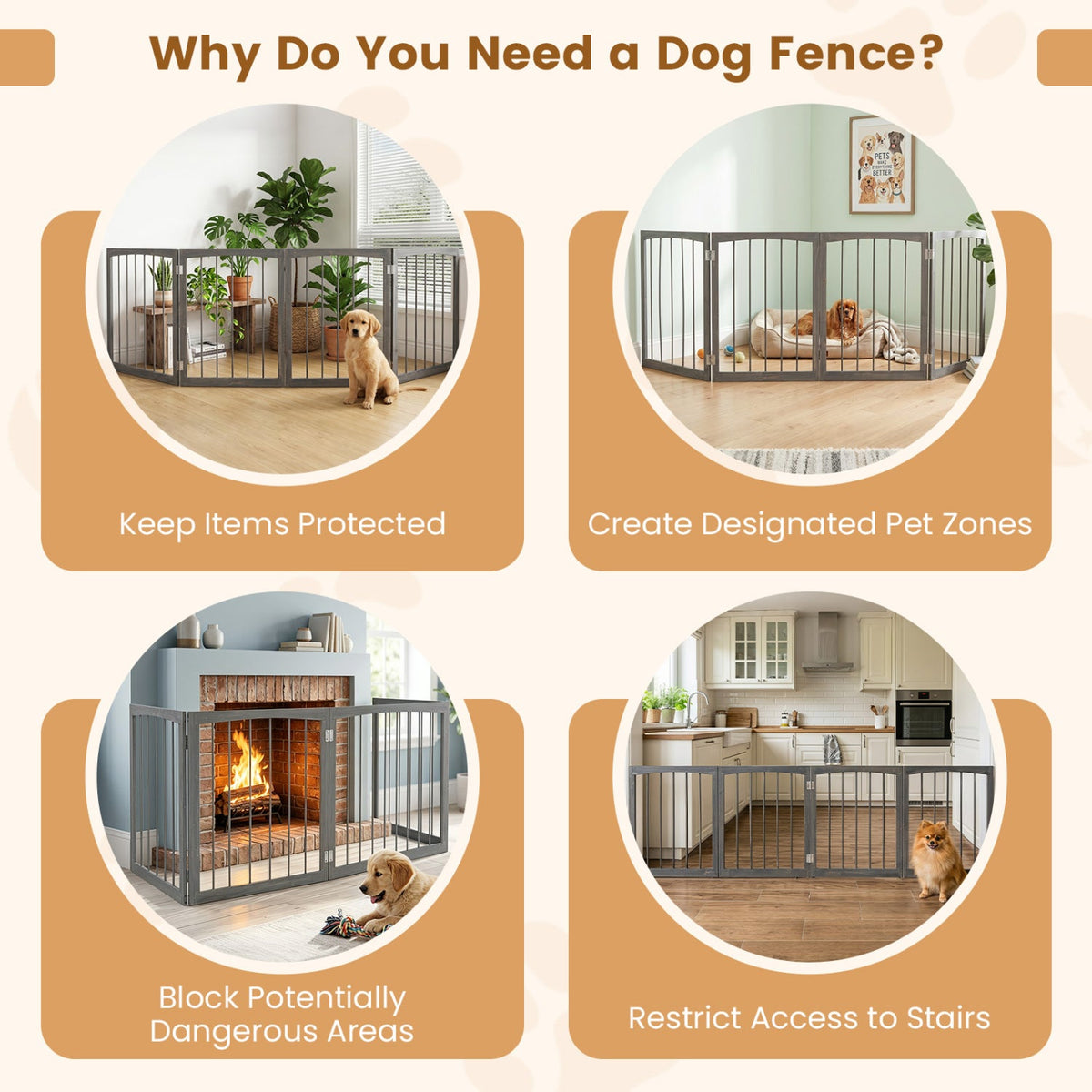 4-Panel Wooden Pet Gate 83 x 30 Freestanding – photo 16 of 16