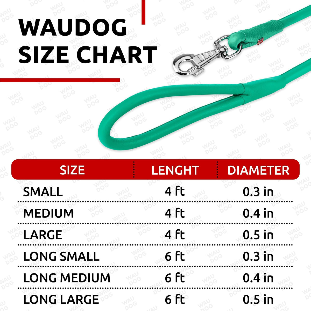 Rolled Leather Dog Leash Glamour Mint 4 ft – photo 6 of 6