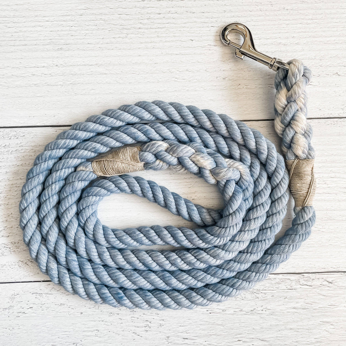 Sky Blue Dog Leash – 5 Feet, Solid, 1/2 Inch – alternate view 2