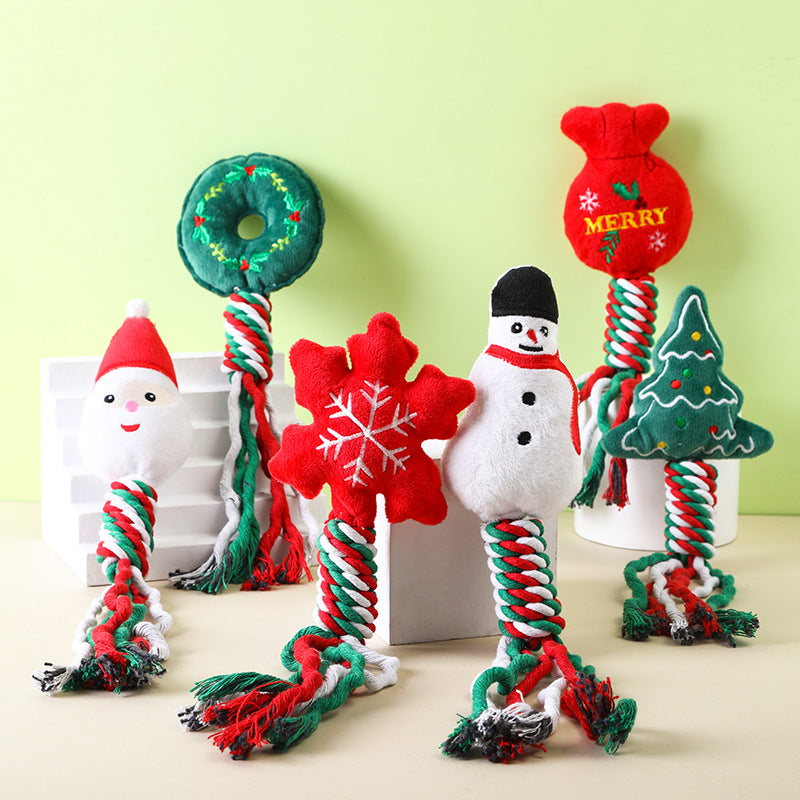 Christmas Rope Plush Dog Toy Santa Snowman – photo 4 of 11