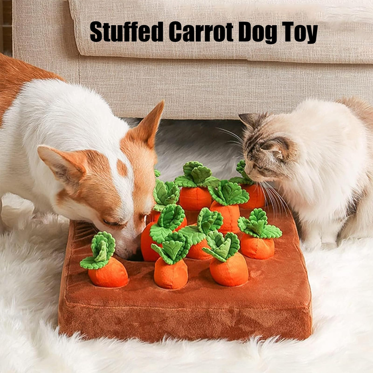 Carrot Garden Snuffle Mat Dog Toy – 12 Carrots, Plush Puzzle – alternate view 2