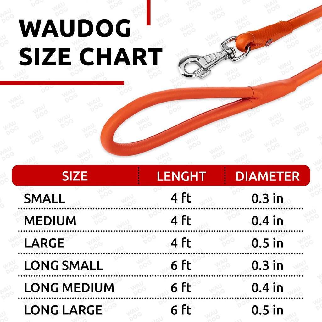 Rolled Leather Dog Leash Glamour Orange 4 ft – photo 6 of 6